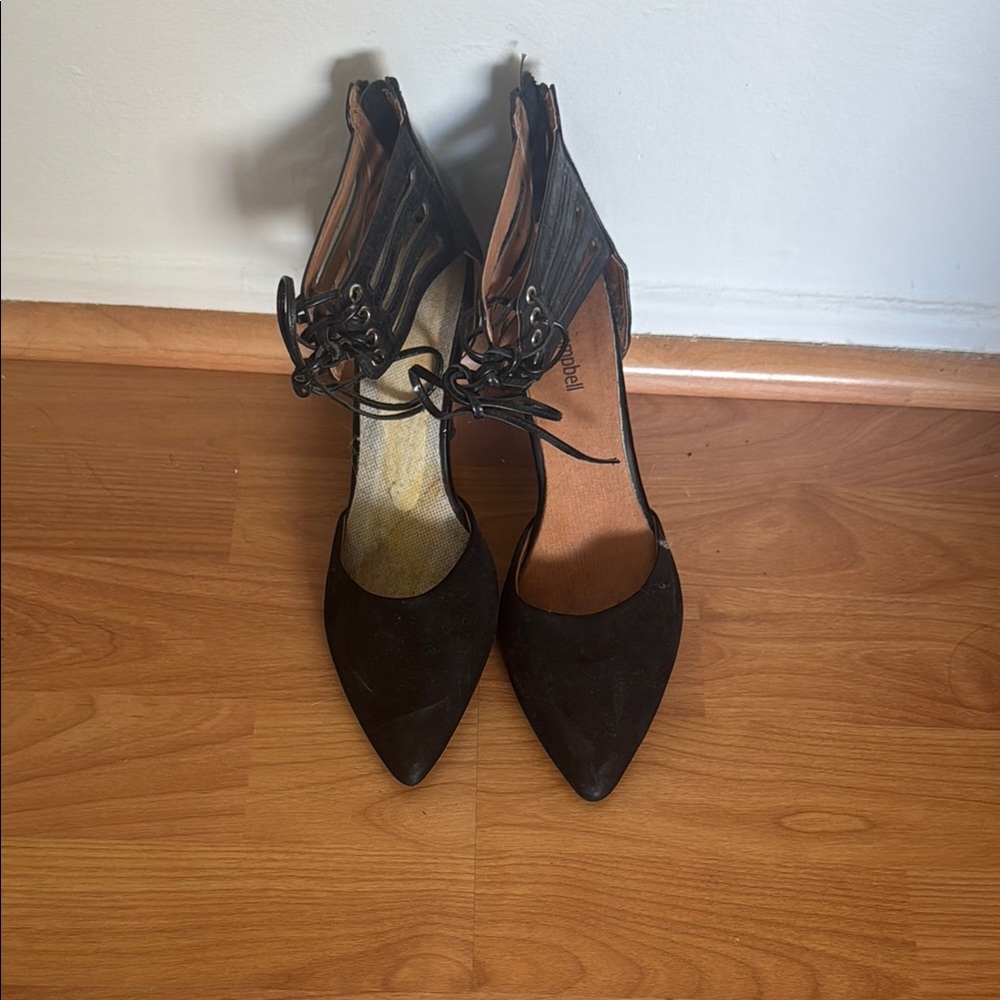 Jeffrey Campbell kitten Heels with cutouts and zipped